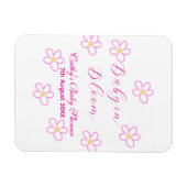 Baby in blühender rosa Blume Babydusche schlicht e Magnet (Horizontal)