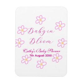 Baby in blühender rosa Blume Babydusche schlicht e Magnet