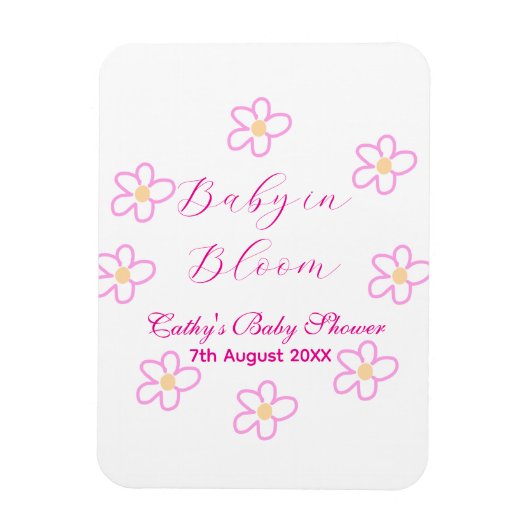 Baby in blühender rosa Blume Babydusche schlicht e Magnet (Vertikal)