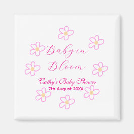 Baby in blühender rosa Blume Babydusche schlicht e Magnet