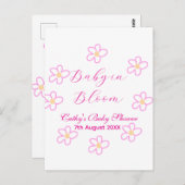 Baby in blühender rosa Blume Babydusche schlicht e Postkarte (Vorne/Hinten)