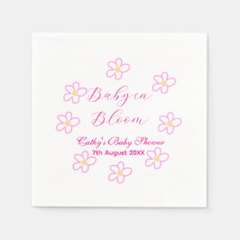 Baby in blühender rosa Blume Babydusche schlicht e Serviette
