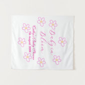 Baby in blühender rosa Blume Babydusche schlicht e Wandteppich (Vorderseite (Horizontal))