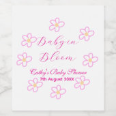 Baby in blühender rosa Blume Babydusche schlicht e Weinetikett (Einzelnes Label)