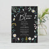 Baby in blühender schwarzer Dissy Baby-Dusche Einladung (Stehend Vorderseite)