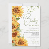 Baby in blühender Sonnenblume Elegante Babydusche Einladung (Vorderseite)