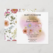 Baby in blühender Wildblume Kinderdusche Einladung (Vorne/Hinten)