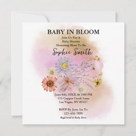 Baby in blühender Wildblume Kinderdusche Einladung