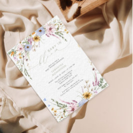 Baby in blühender Wildblume Kinderdusche Einladung