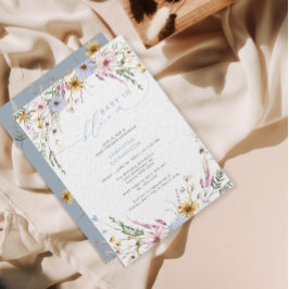 Baby in blühender Wildblume Kinderdusche Einladung