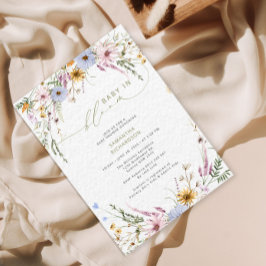 Baby in blühender Wildblume Kinderdusche Einladung