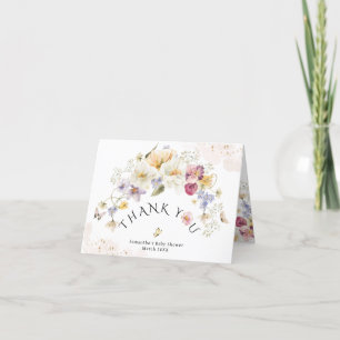 Baby in blühender Wildblume Rustikale Babydusche Dankeskarte