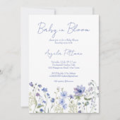 Baby in blühender Wildblume staubblaue Babydusche Einladung (Vorderseite)
