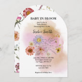 Baby in blühender Wildblume Wasserfarbenbogen Einladung (Vorne/Hinten)