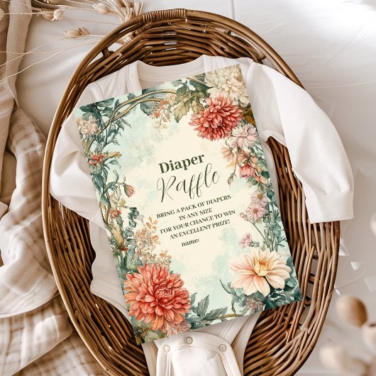 Baby in Blümflorale Wildblume Diapper Raffle Begleitkarte