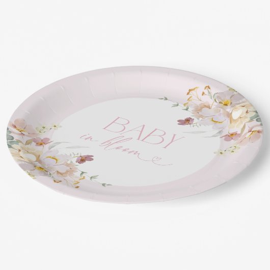 Baby in Blush Blush Pink BläsernBaby Dusche Pappteller (Schrägansicht)