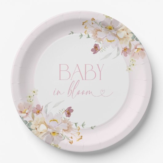 Baby in Blush Blush Pink BläsernBaby Dusche Pappteller (Vorderseite)