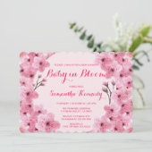 Baby in Blush Rosa Blume Bloral Baby Dusche Einladung (Stehend Vorderseite)