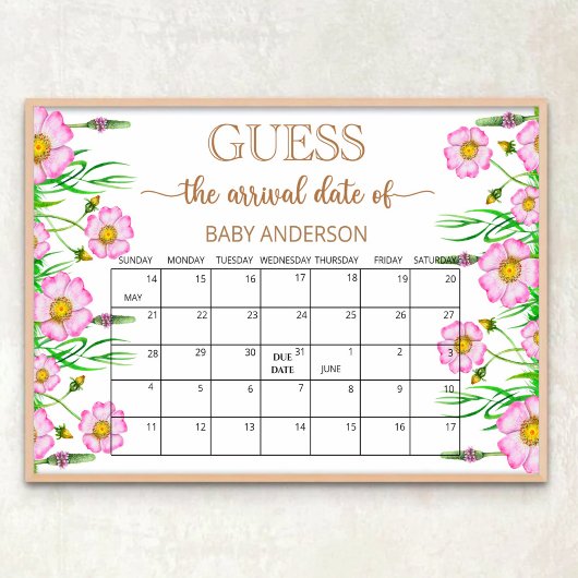 Baby in Blüte Baby Dusche Schätzung Fälligkeitskal Poster