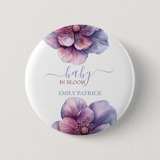 Baby in Blüte | Babydusche Button (Vorderseite)