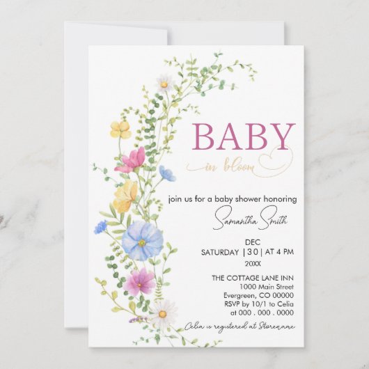 Baby in Blüte Einladung (Vorderseite)