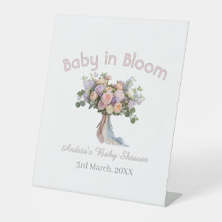 Baby in Blüte Florales Bouquet Baby Shower Retro R Sockelschild