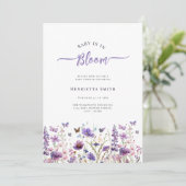 Baby in Blüte minimale Aquarelldusche Einladung (Stehend Vorderseite)