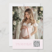 Baby in Blüte Pink Bow Qr Code Foto Babydusche Einladung (Rückseite)