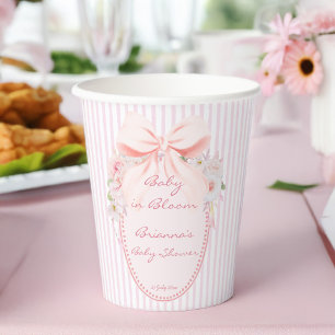 Baby in Blüte Retro-Preppy-Schleife Baby-Party Pappbecher