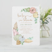 Baby in Blüte Rustikale Herbstboho Pumpkin Babysho Einladung (Stehend Vorderseite)