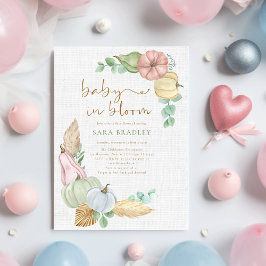 Baby in Blüte Rustikale Herbstboho Pumpkin Babysho Einladung