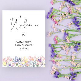 Baby in Blüte Willkommen in der Babydusche Poster