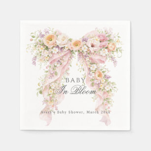 Baby in Blüten Florales Mädchen-Baby-Shower Serviette