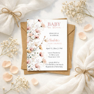 Baby-in-Blüten-Mädchen-Baby-Shower-Einladung Einladung