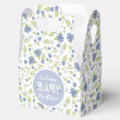 Baby in Blütendusche Blauer Vintage Blume Junge Geschenkschachtel (Geöffnet)