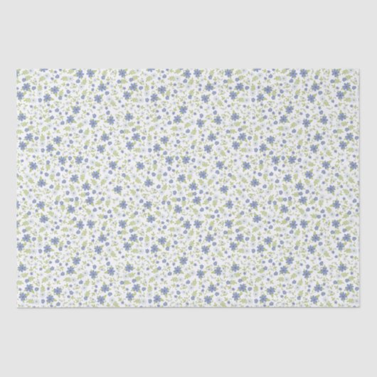 Baby in Blütendusche Blauer Vintage Blume Junge Seidenpapier (Vorderseite)