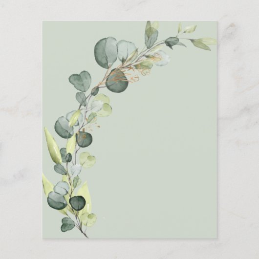 Baby in Blütendusche Eukalyptus Einladungen (Rückseite)