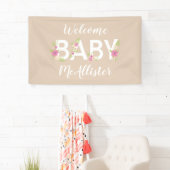 Baby in Blütendusche Rosa Vintage Blume Mädchen Banner (Insitu)