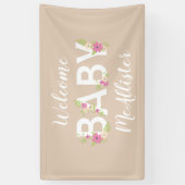 Baby in Blütendusche Rosa Vintage Blume Mädchen Banner (Vertikal)