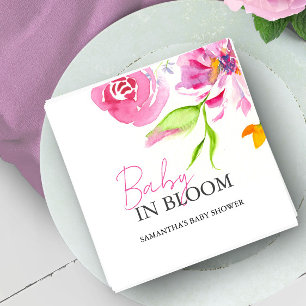 Baby in Blütendusche Wasserfarben Blume Serviette