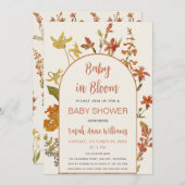 Baby in Blütendusche Wildblumen Blumenwasser Einladung (Vorne/Hinten)