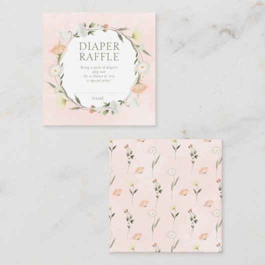 Baby in Blütendusche Windelwindung Begleitkarte (Vorne/Hinten)