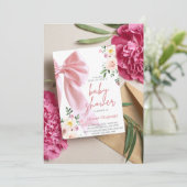 Baby in Blüteneinladung, Einladung zur Kinderdusch (Stehend Vorderseite)