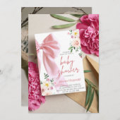 Baby in Blüteneinladung, Einladung zur Kinderdusch (Vorne/Hinten)