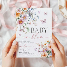 Baby in Blüteneinladung, Wildblume Babydusche Einladung