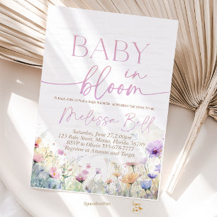 Baby in Blüteneinladung, Wildblumen Kinderdusche Einladung