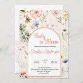 Baby in Blütenfarbe Wildblume Blumendusche Einladung (Vorne/Hinten)