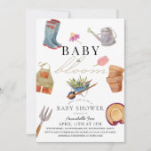 Baby in Blütengartenwerkzeug Kinderdusche Invitati Einladung (Vorderseite)