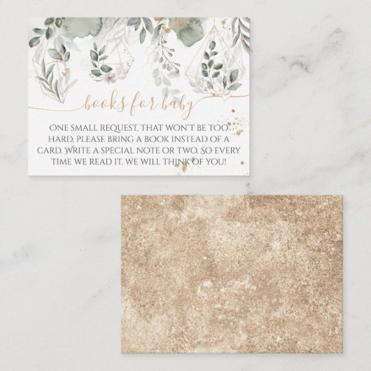 Baby in Blütengrün & Gold Baby Shower Buch Begleitkarte (Vorne/Hinten)