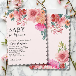 Baby in Blütenpracht Frühlingsflorales Mädchen Bab Einladung